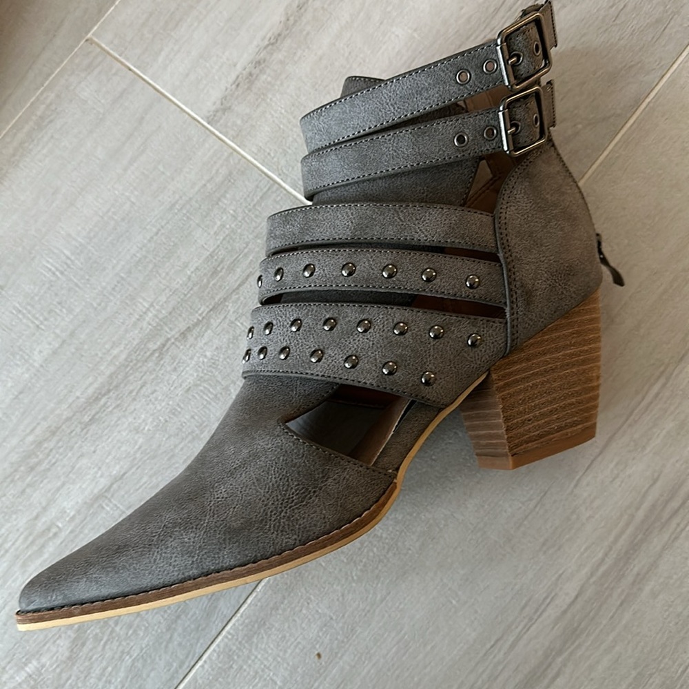 Gray Buckle Booties - Picture 2 of 5
